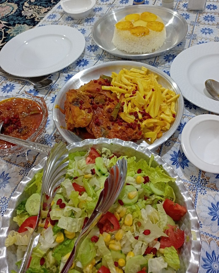 چلو مرغ( غذای مورد علاقه همسر جان)، ذرت مکزیکی