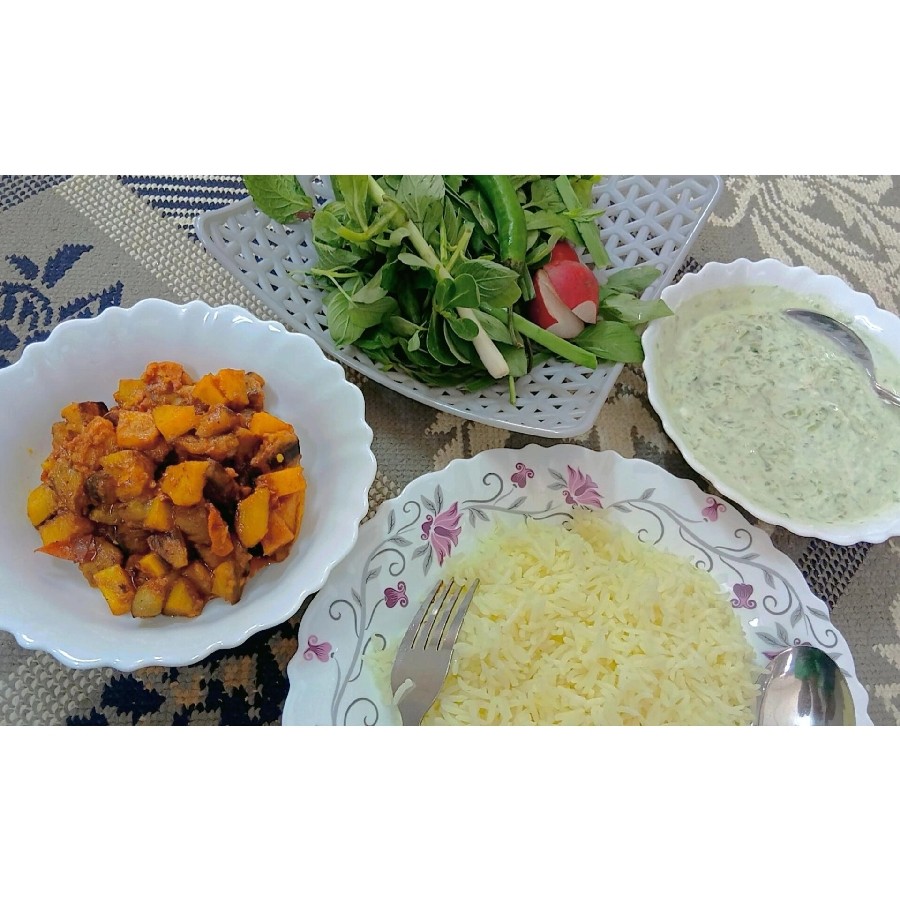 خوراک بادمجون با برنج