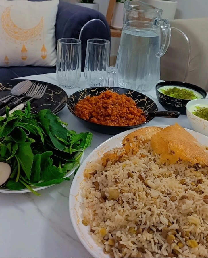 عدس پلو مخلوط