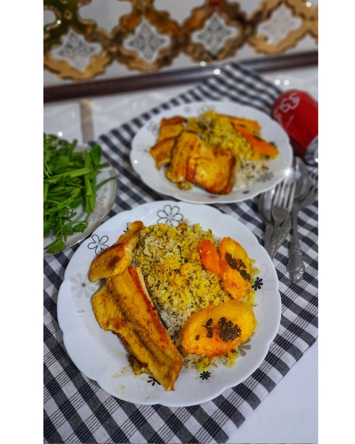 سبزی پلو با ماهی 