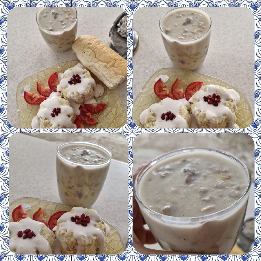 سوپ شیر و سالاد الویه