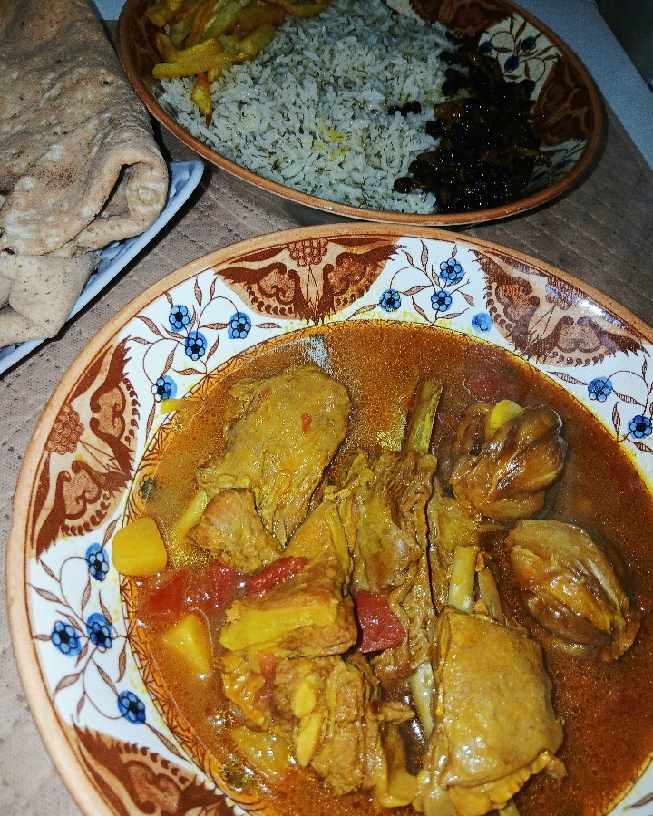 چلو گوشت و شوید پلو