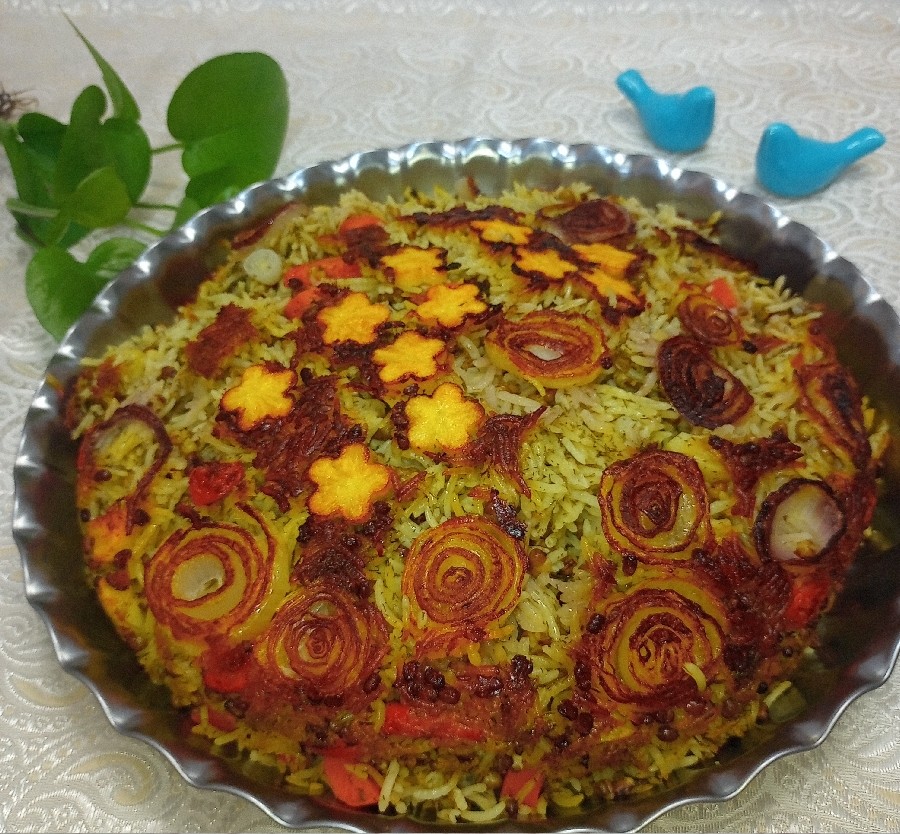 کته ماش با تهدیگ پیاز