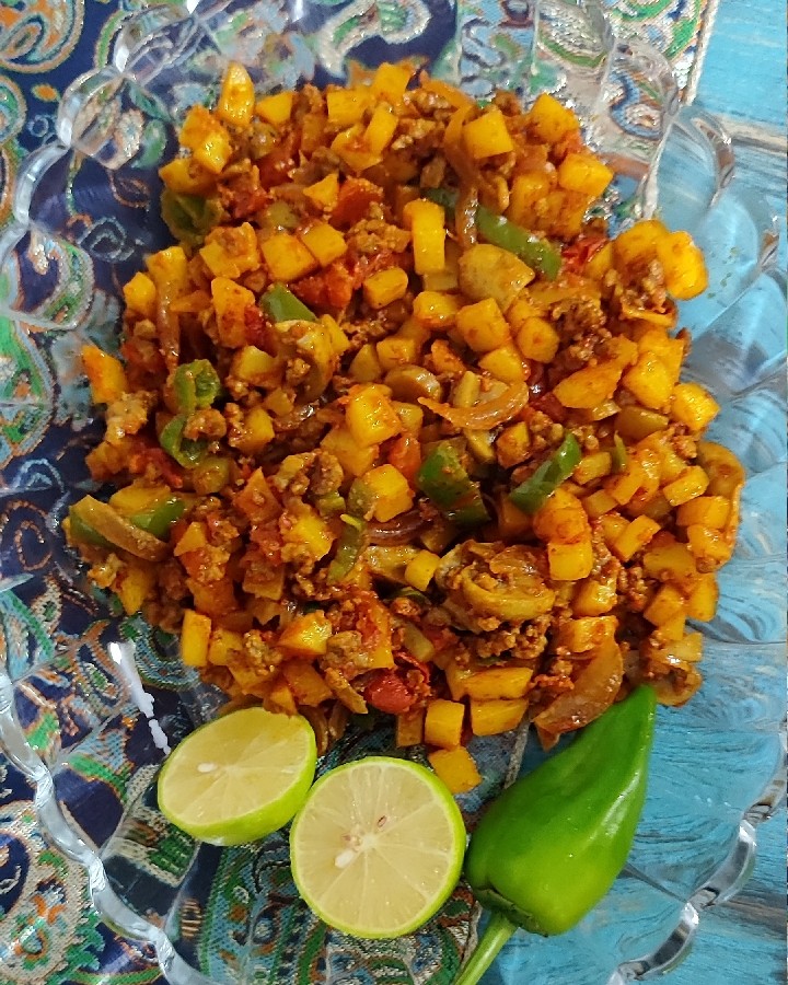 خوراکی گوشت فلفل با قارچ 