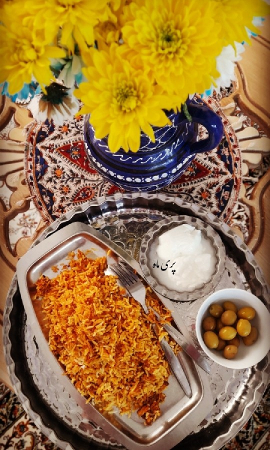 عکس زرشک پلو با مرغ ریش ریش