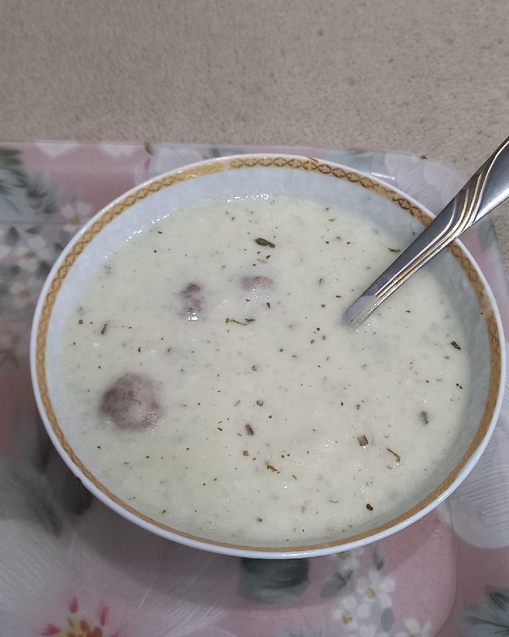 آش ماست با گوشت قلقلی