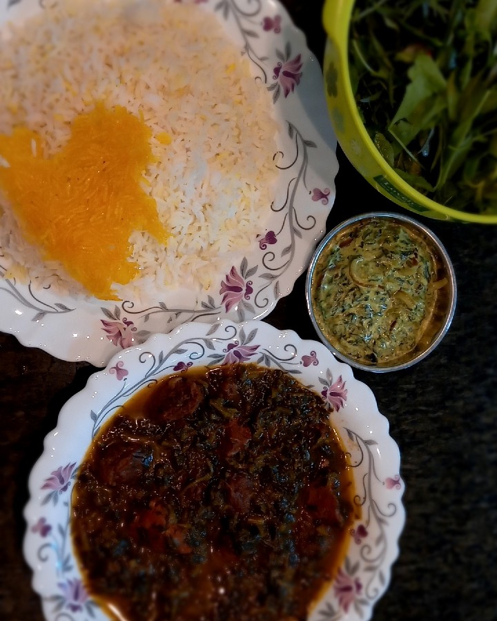 #خورش اسفناج و الو