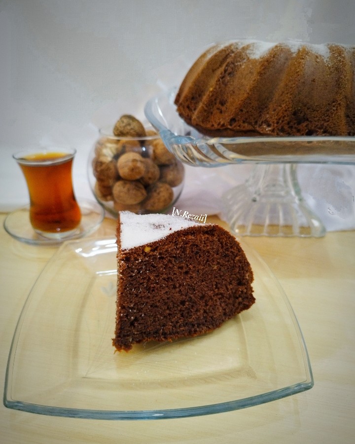 کیک شیرموز و گردو شکلاتی