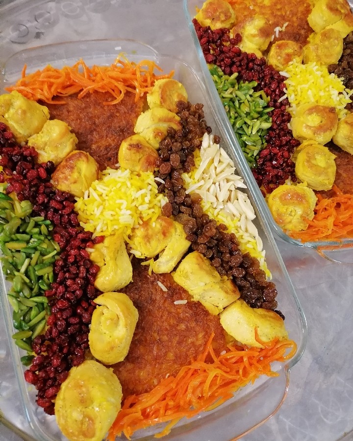 عکس مرصع پلو با جوجه حلزونی