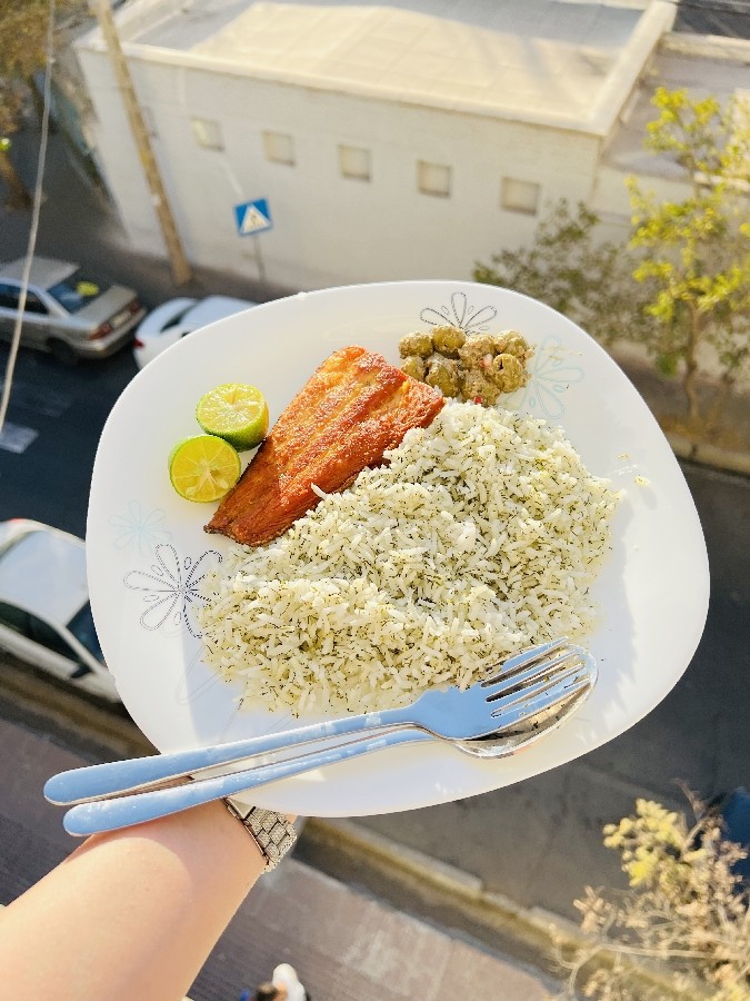 عکس شوید پلو با ماهی