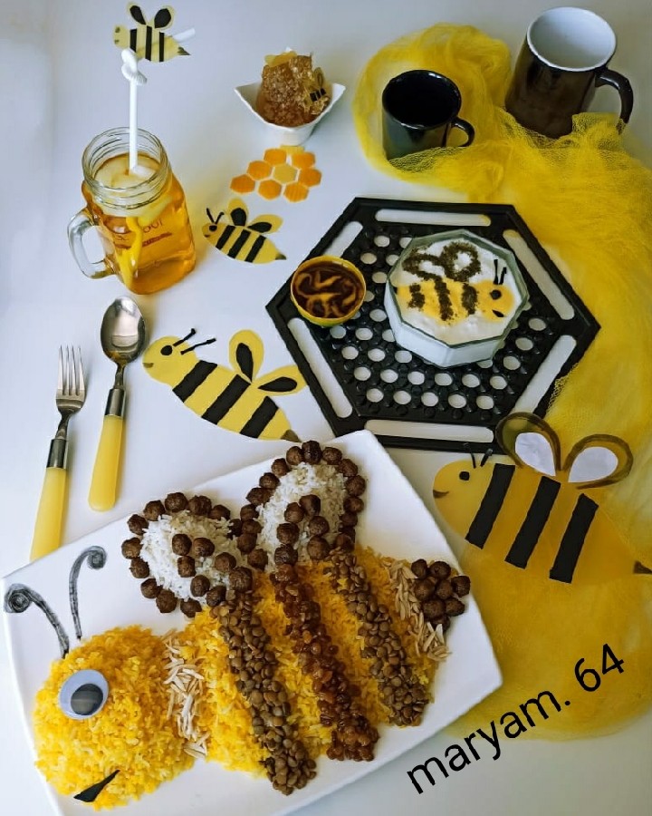 عدس پلو با تم زنبور
دیزاین ماست، پلو