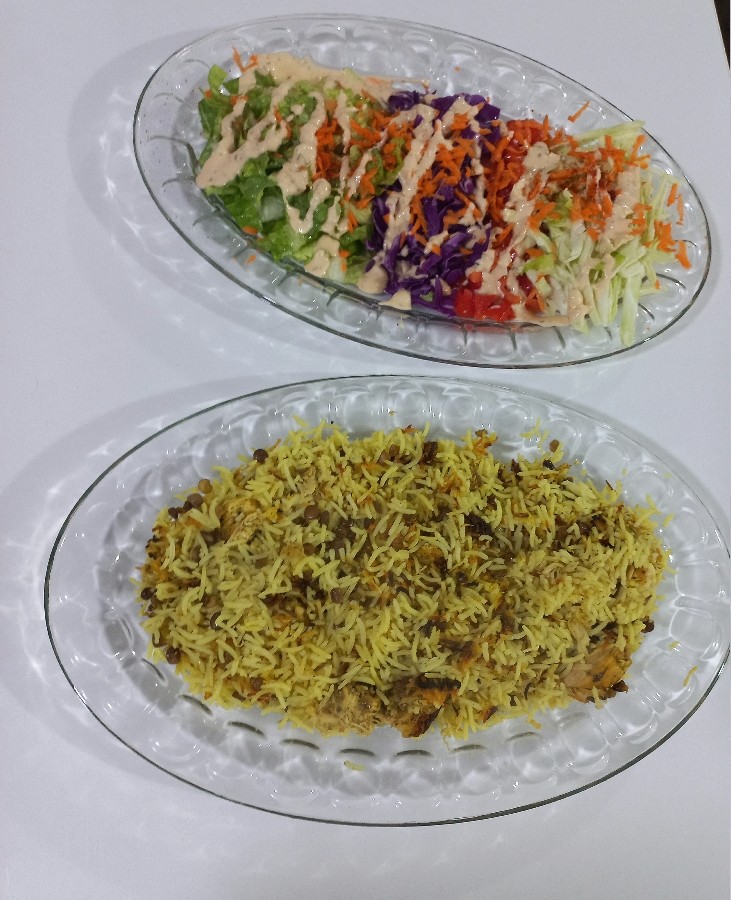 سالادفصل پلوعدس بامرغ