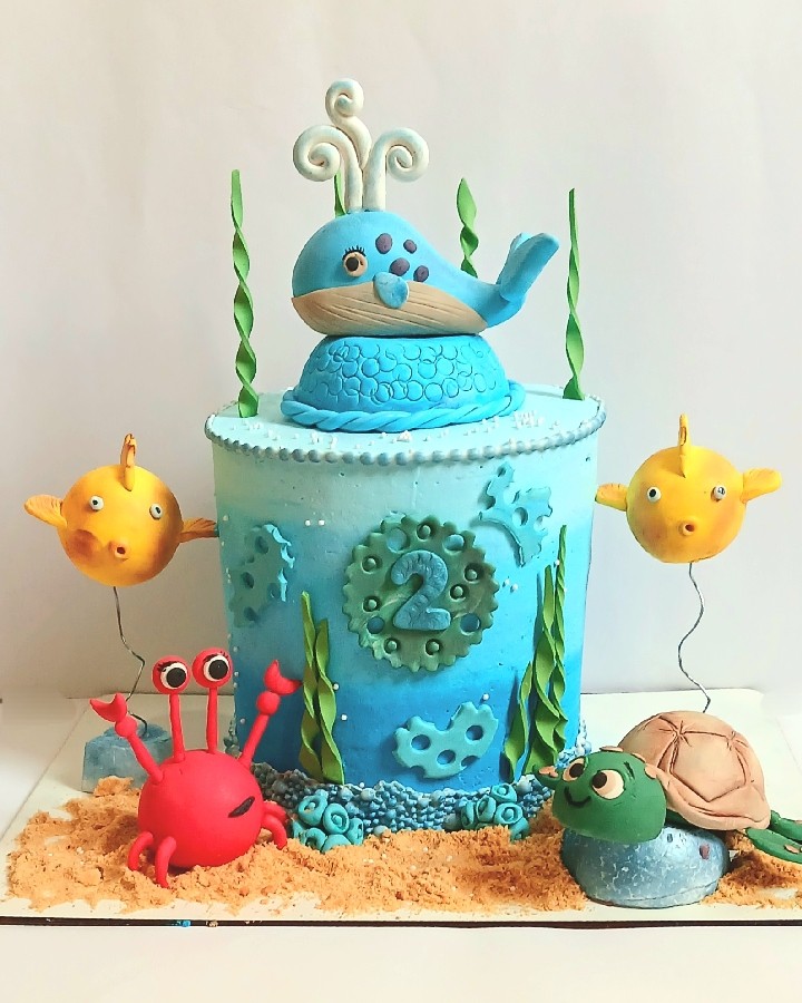 کیک با تم دریایی