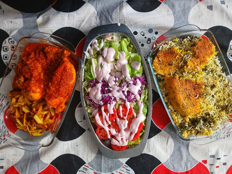 باقالی پلو و مرغ رستورانی 