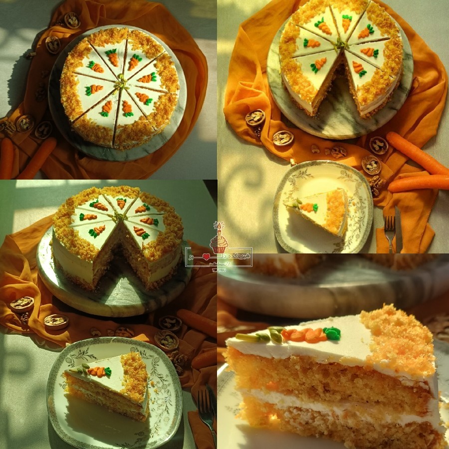 کیک هویج گردو کافیشاپی