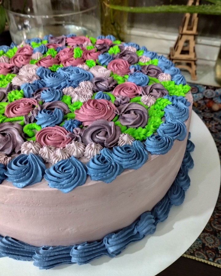 کیک تولد تم آبی، یاسی وبنفش ???
