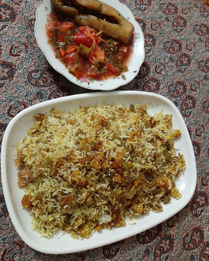 شوید  پلو  با ماهی 