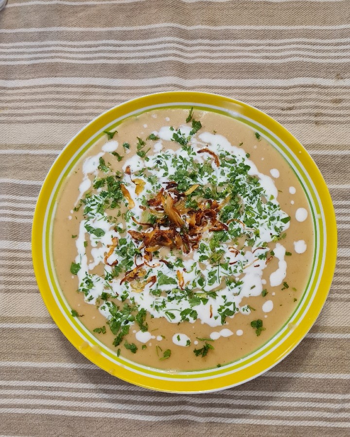 سوپ سیب زمینی با پیاز کاراملی