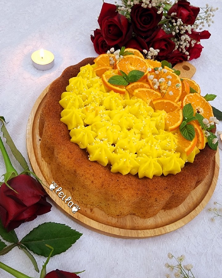 کیک پرتقال با کرم پرتقالی