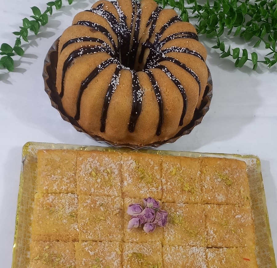 کیک دورنگ و تخته ای