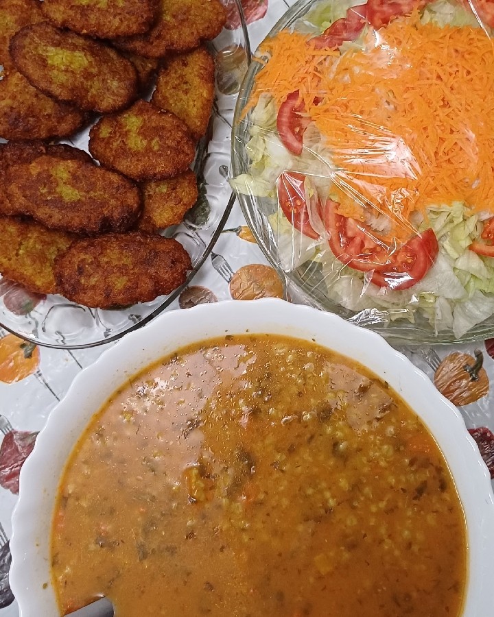 شام دیشب.سوپ،کتلت.