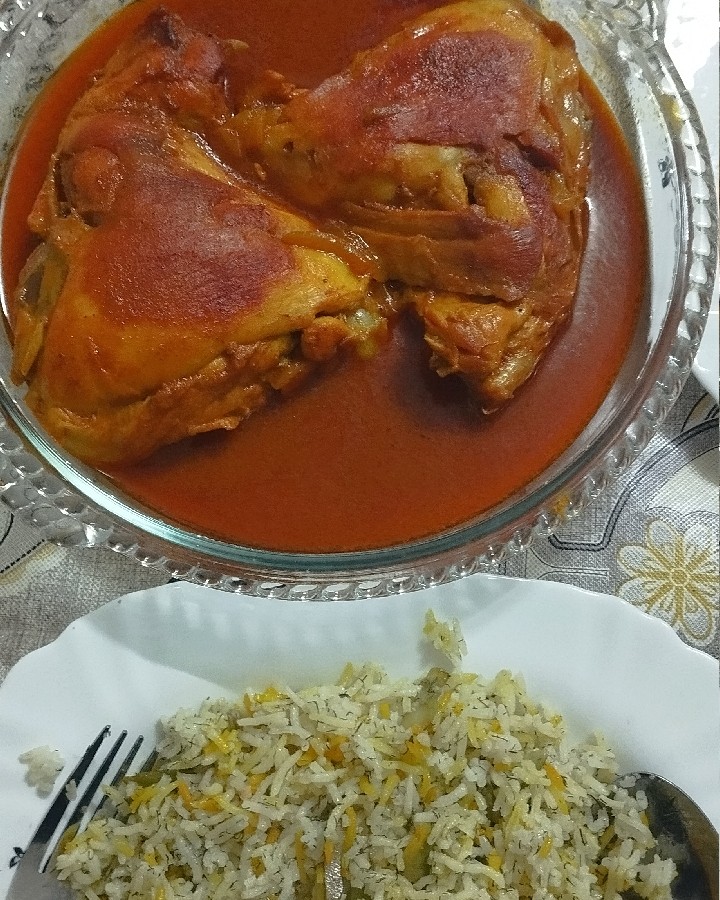 شوید باقلا با مرغ 