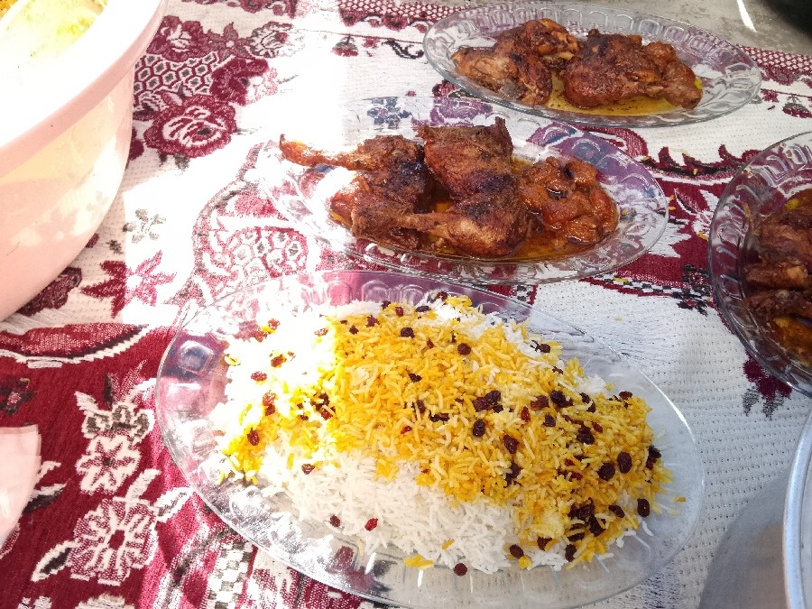 چلو مرغ الو 