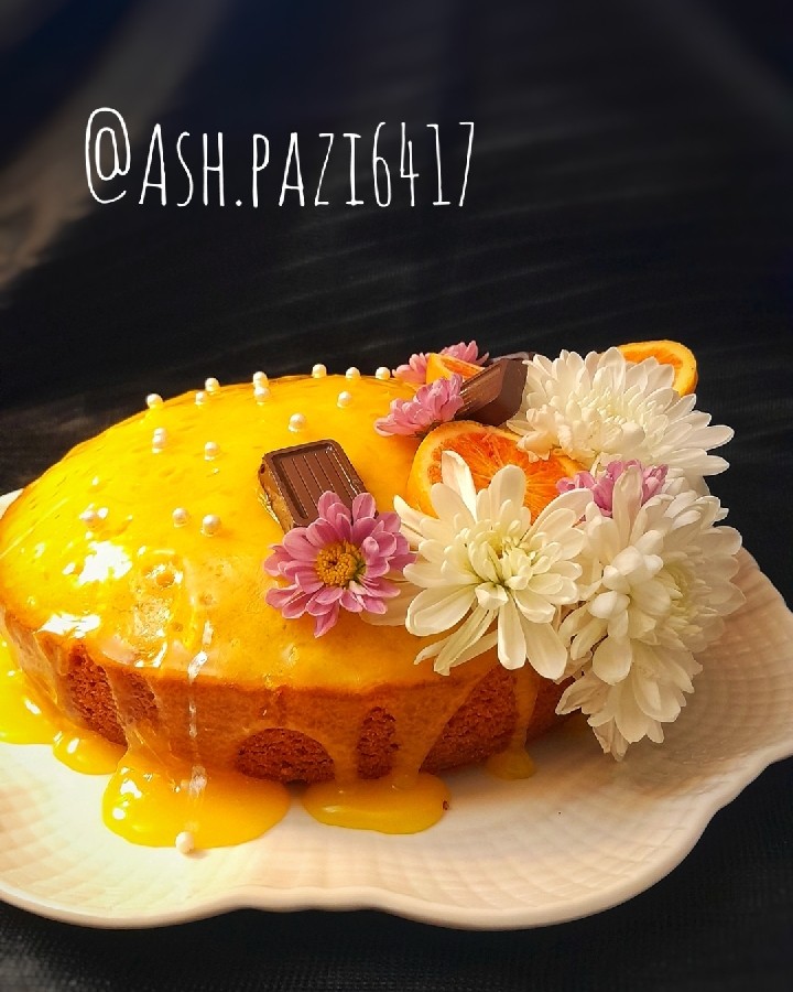 کیک نفس پز با سس پرتقال 