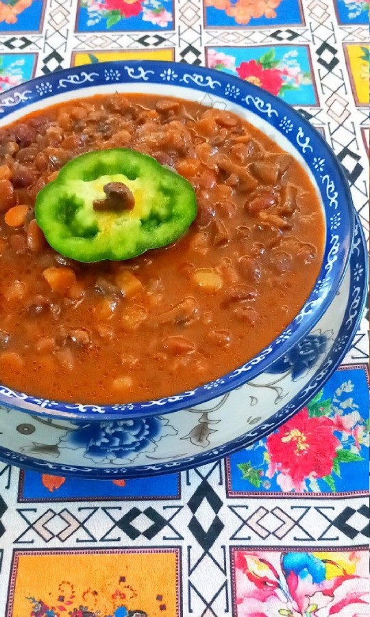 خوراک لوبیا با قارچ