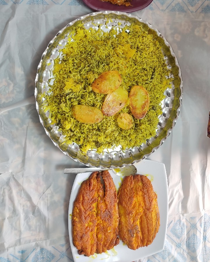 سبزی پلو با ماهی 