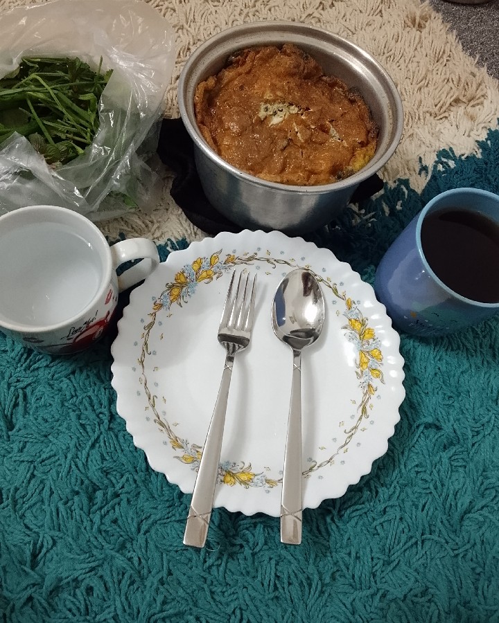 باقالی پلو با کوکو سبزی 