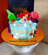 کیک دیزاین فوندانت پری دریایی چاپ خوراکی تاپر دست ساز پاپیون ایده