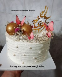 کیک ایده دیزاین پاپیون گوی شکلاتی گل طبیعی پاپیون مروارید خوراکی