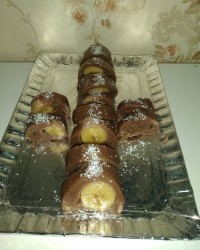 رولت حلوای موزی دو رنگ