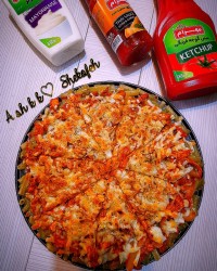 (پاستا پیتزا مرغ) دستور مرحله ای ورق بزنید