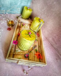 فرنی بستنی پسته و زعفران بدون ژلاتین دستور حدیث سلطانی عزیز