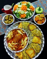 سبزی پلو با مرغ