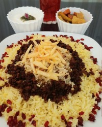 عدس پلو با گوشت چرخ شده