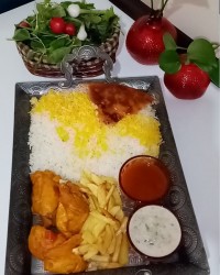 خوراک مرغ با پلو