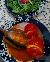 دلمه بادمجان و گوجه