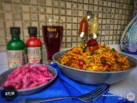 ماکارونی گوشت و سبزیجات