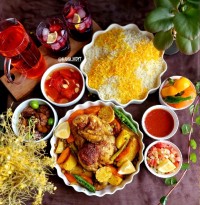 اکبر جوجه با سبزیجات تنوری