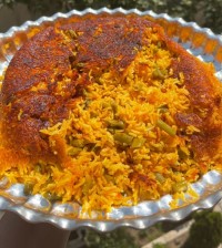 لوبیا پلو بدون گوشت (ته دیگش دست برد داشته??)