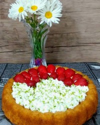 کیک بسبوسه با کرم پنیری