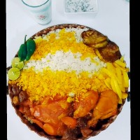 خوراک مرغ الو با پلو