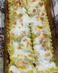 لازانیا گوشت و قارچ و پنیر