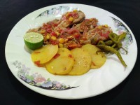 خوراک ماهی و سیب زمینی