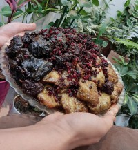 دلمه برگ مو و کلم با رب انار