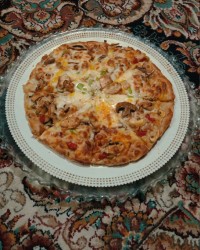 پیتزا مرغ وقارچ واسه خانواده جاتون سبز عزیزان