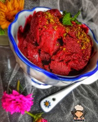 بستنی تمشک،بدون خامه و ثعلب